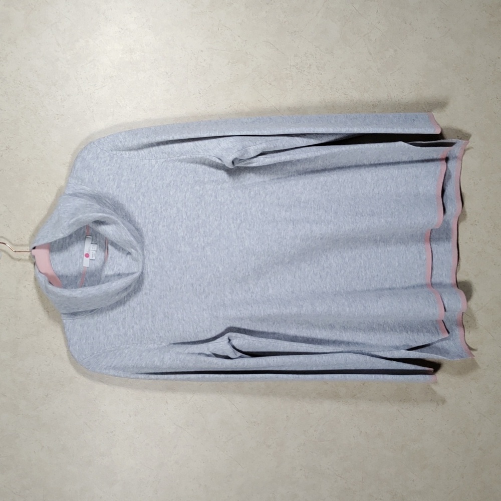 4145 Boden heather gray cashmere blend sweater w/peach trim 14